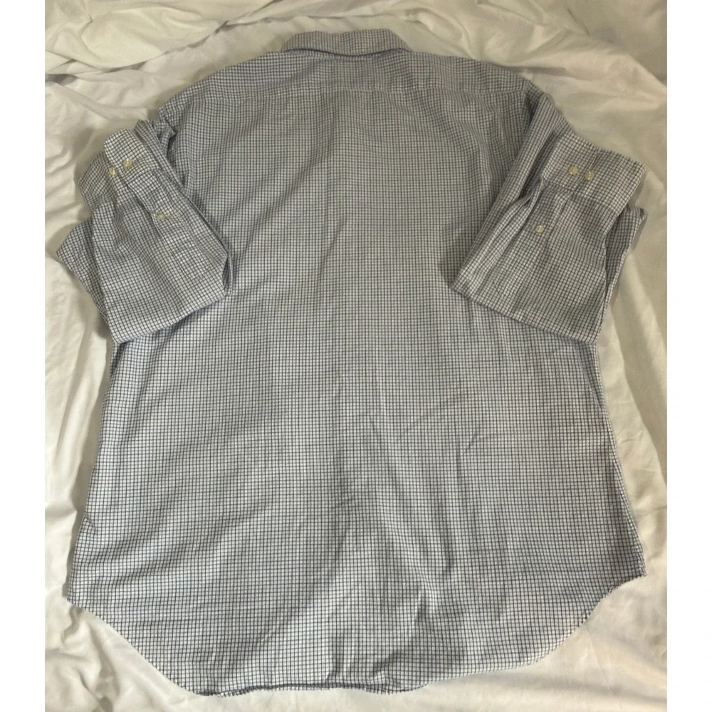 Polo Ralph Lauren Alcott Shirt Mens 16.5 Blue White Grid Check‎ Button Down